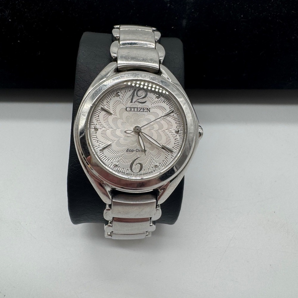 Citizen Silhouette Eco-Drive Silver Floral Dial Watch FE2070-84A Stainless Steel